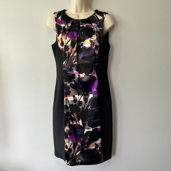 London Style Collection Petites Silky Sunset Watercolor Dress Size 8P - Picture 1 of 7